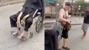 Homem carrega corpo de idosa em cadeira de rodas e choca redes sociais; Confira o caso homem_carregando_idosa_na_cadeira_de_rodas_widelg