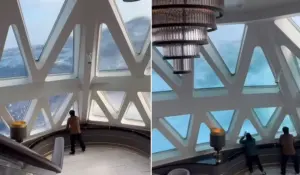 Ondas de 12 metros causam pânico em cruzeiro de luxo próximo à Antártica - Veja vídeo cruzeiro==ondas