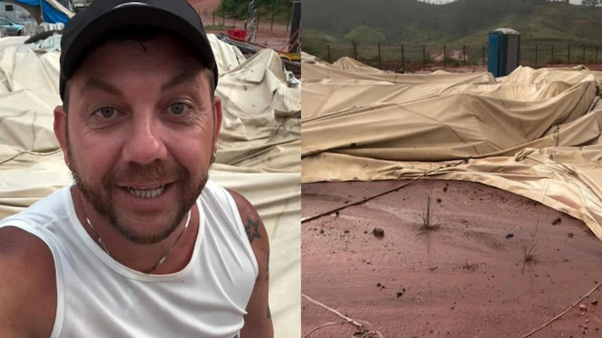 Circo de Edy, do BBB25, é devastado por forte chuva: estrutura ficou completamente destruída