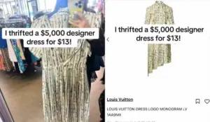 Mulher compra vestido da Louis Vuitton por R$ 75 em brechó e descobre peça de R$ 31 mil raksk